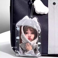 INS Korean Pvc Jelly Umbrella Card Holder Bag Pendant Keychain Cute Girl 3-Inch Photo Storage Display Decorative Card Bag Gift