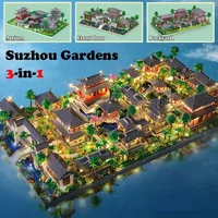 China's Classical Suzhou Garden Landscape Building Blocks Ancient Model Mini Diamond Bricks Toy Gift for Adult Kid