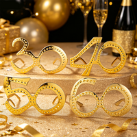 2pcs 30/40/50/60th Birthday Party glasses, Gold Novelty Number Glasses for Anniversary Photo Booth Props, Cute Birthday Favors