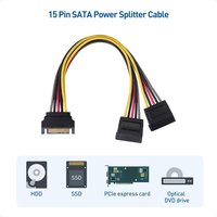 15-pin SATA Male to Dual 15-pin Female Y-Splitter Cable High Speed SATA Power Cable Adapter for HDD SSD Sata Extension Cord