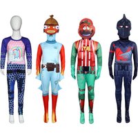 Game Fort Skin Outfit Fishstick Fish Cosplay Jumpsuit Black Knight Kids Costume Carnival Children Halloween Roleplay Clothes