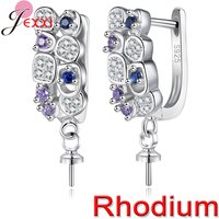 Beautiful Crystal 1 Pair 925 Sterling Silver DIY Earring Findings Clasps Hooks Fittings Making Accessories Jewelry