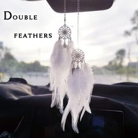 Mini Dream Catcher Car Interior Rearview Mirror Hangings Car Charms Pendant Double Wind Chimes Car Decor Accessories Multi Color