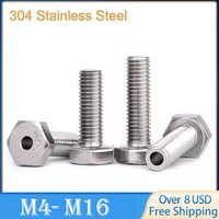M4 M5 M6 M8 M10 M12 M14 M16 304 Stainless Steel Outer Hexagon Hollowed Screw Bolt Mask Machine Through Hole Screw Bolt