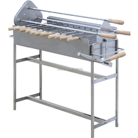 Stainless Steel Outdoor Bbq Grill, Portable Chicken Barbecue Grill, Electric Charcoal Grill With Rotating Motor 5rpm 220v