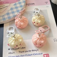 Simulated Xiaolongbao Keychain for Women Cute Piggy Bun Bag Charm Funny Food Pendant Backpack Couple Girlfriend Gift
