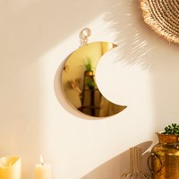 Gold Moon Mirror Acrylic Makeup Mirror Hanging Decorative Mirrors for Wall Bedroom Living Room Bathroom Apartment Home Decor