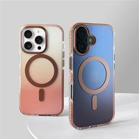 Color Gradient Transparent Bumper Shockproof Case For iPhone 17 Pro Max 16 15 ProMax For Magsafe Magnetic Wireless Charge Cover