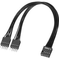 PC Power Switch Splitter, 9 Pin Motherboard Jumper Splitter 1 Female to 2 Male for Power SW, Reset SW, LED