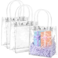 Small Clear Gift Bags with Handles Reusable Plastic Party Favor Bag Goodie Bags for Wedding Baby Shower Birthday Deco 4/12pcs