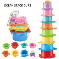 Stacking Cup Bath Toys for Kids Colorful Folding Boat Shape Tower Early Educational Baby Toys Swimming Pool Beach Toys Gifts