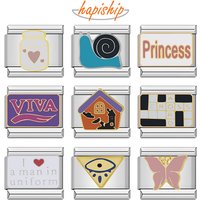 Hapiship 2024 Fashion Princess Butterfly Triangle Eye Snail Charm Italian Links Fit 9mm Bracelet Making DIY Jewelry DJ1106-C