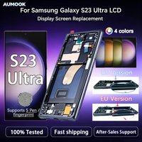 S23U For Samsung Galaxy S23 Ultra S918 6.8" Super AMOLED Display Touch Screen Digitizer Assembly Support S Pen Fingerprint Parts