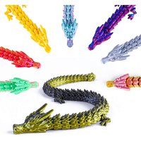 3D Printed Articulated Dragon Figurine, 22cm Flexible Movable Body & Tail, Colorful Desktop Statue for Home Office Decor