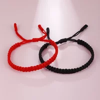1 Pcs Handmade Braid String Bracelets Red Black Buddhist Tibetan Woven Rope Good Luck Amulet Bracelet for Women Girls