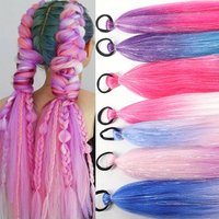 Synthetic Braiding Hair Extensions 2-pack Colorful Braid Ponytail Extension With Hair Tinsel Jumbo Ponytail For Women