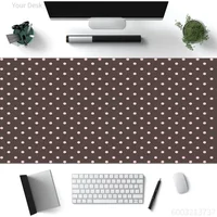 1Pcs Brown Pink Polka Dot Print Large Stitched Edge Non-Slip Gaming Desk Mat Mouse Pad