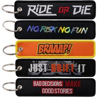Just Drift It Woven Label Keychain for Cars Backpack Key Holders Racing Quote Embroidery Keyrings Key Tag Jet Tag Accessories