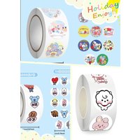 500Pcs BT21 Roll Stickers Cute Cartoon Doll Self Adhesive Sticker Fashion Decoration DIY Scrapbooking Birthday Gift for Fans