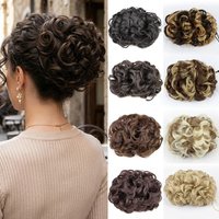 Synthetic Messy Short Curly Hair Bun Chignon Updo Hairpiece Bridal Wedding Hairstyle Fake Hair for Women