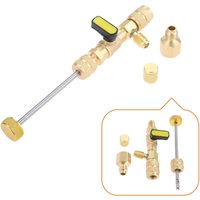 1Pc HVAC AC Schrader Valve Core Remover with Dual Size 1/4" and 5/16" Port Installer Tool for R12/R22/ R410A/R32R HVAC System