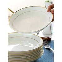 Bone China Gold Border Vegetable Deep Plate Ceramic Tableware Dining Plate