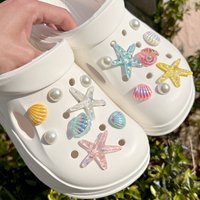 1Set Hole Shoes Summer Shoe Starfish Pearl Shell Decorative Buckle Accessories Removable DIY Decor Gift