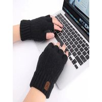 AliExpress NONE Winter Gloves For Men Half Finger Writting Office Cycling Knitted Gloves Students Alpaca Wool Warm Thick Elastic Driving Gloves