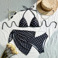 Black and white polka dot bikini set
