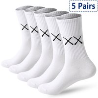 5Pairs/Lot Cotton Socks Men Soft Breathable Long Socks FASHION Solid Color deodorize white Socks Man Outdoor Sports Soccer Sock