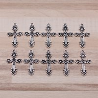 IFOCUS 10pcs/Lot Cross Charms For DIY Jewelry Making Zinc Alloy 28x17mm/1.1x0.67inch