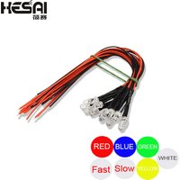 10PCS 5mm LED 5-12V 20cm Pre-wired White Red Green Blue Yellow UV RGB Diode Lamp Decoration Light Emitting Diodes Pre-soldered