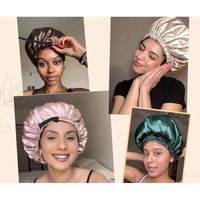Soft Pink Adjustable Satin Sleeping Bonnet Reversible Double Layer Hypoallergenic Hair Cap for Adults Blush Color Options Like