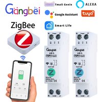 TUYA ZigBee Smart Circuit Breaker Smart Switch 1P 63A DIN Rail for Smart Home Wireless Remote Control WiFi Switch by APP Gangbei