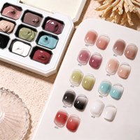 9 color solid nail polish glue, 9-grid color painting glue ,high saturation thick gradient patting glue nail art creation