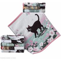 Art Cute Black Cat Embroidery Hand Face Towel 100% Cotton Soft Does Not Fade for Bathroom Hotel Home Gift Handkerchief Towels