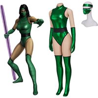 Game Mortal Kombat Jade Cosplay Costumes Green Jumpsuit With Gloves And Socks Full Set Halloween Jade Sexy Battle Suit Costume