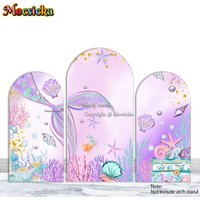 Mocsicka Mermaid Princess Girl 1st Birthday Party Arch Background Photography Pearl Shell Purple Underwater Backdrop Baby Photo