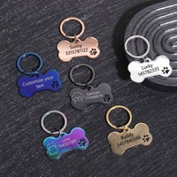 Custom Text Dog Tags Personalized Name Dog Cat ID Tag Bone Shaped Pendant Laser Engraving Address Number Customized Pets ID Tag