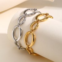 Vnox Stainless Steel Oval Links Chain Bracelets for Women Girls, Dainty Simple Metal Links Wristband Jewelry Never Fade