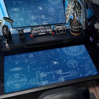 Black Large Mouse Pad Engineer Mechanical Drawing Mousepad HD XXL Minimalism Mousemat Rubber Carpet Desk Mat PC Gaming Accessory