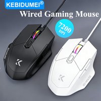 KEBIDUMEI Wired Gaming Mouse 6-Button 7200DPI Adjustable Optical Mouse USB RGB Silent Mice Ergonomic Mice For Desktop Laptop