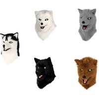 Furry Dog Mask Animal Full Head Wolf Realistic Masks for Halloween Carnival Fancy Dress Party Cosplay Costume Women Men