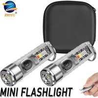 Portable Mini Keychain Flashlight Rechargeable Waterproof Torch Lamp with Magnet Multifunction Warning Camping Flashlight