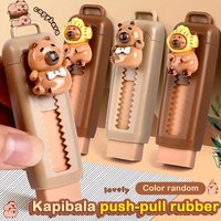 Kawaii Capybara Retractable Rubber Eraser Random Color Cute Korean Stationery School Office Supplies for Back To School