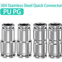 10Pcs 304 Stainless Steel Pneumatic Fitting PU Straight PG Reducer Quick Connector 4 6 8 10 12mm Air Compressor Hose Joint