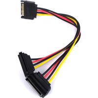 SATA Right Angle 1 to 2 ways 15Pin Sata Power Supply Extension Cable Male to dual Female SATA SSD Power Port Multiplier