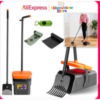 Dog Poop Scoop Kit - Portable Dog Poop Disposal Kit with Rotating Collector, Swivel Container and Rake Spade