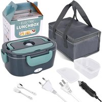 Boîte à déjeuner électrique 2 en 1 pour maison et voiture, boîte à Bento chauffante pour aliments en acier inoxydable 12V 24V 110V 220V, ensemble de conteneurs chauffants pour aliments