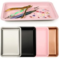 Manicure Brush Tool Storage Tray Square Nail Art Equipment Storage Stainless Steel Manicure Cosmetic Work Tray Dish Decor Plates